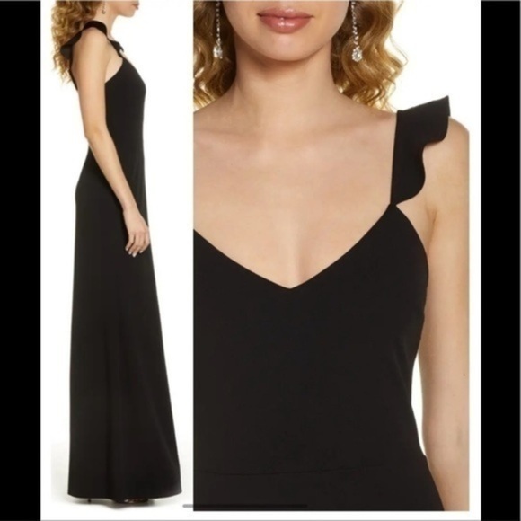 WAYF The Mina Ruffle Strap Thigh Slit Gown size small NWT - Picture 2 of 7